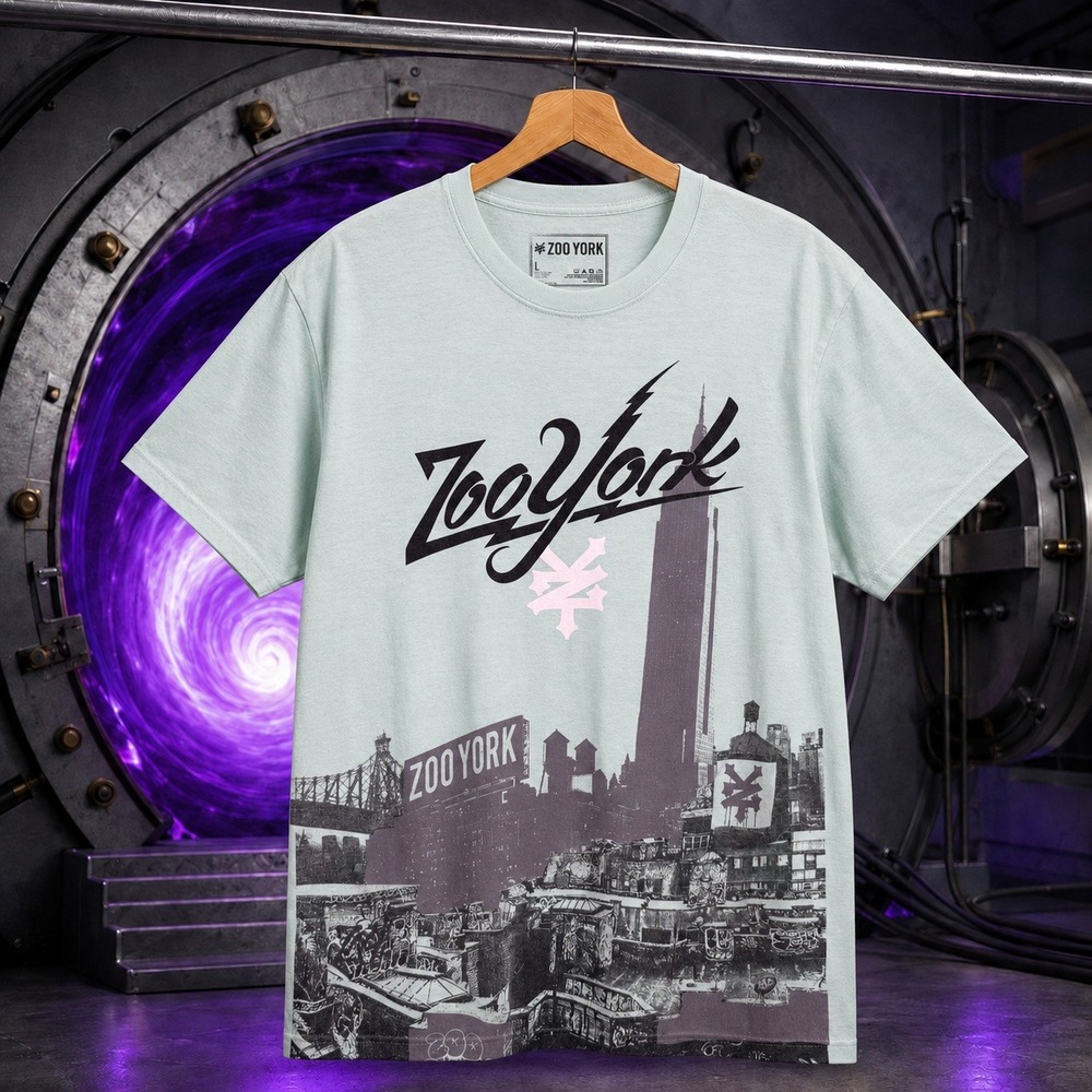 Zoo York Cityscape Graphic Tee Mint Green Mens‎ Large Streetwear Skate NYC Shirt
